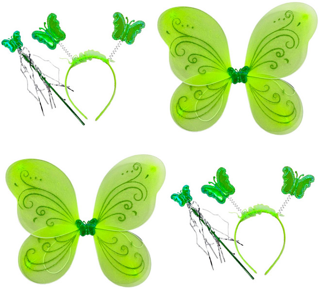 파티공구 요정 날개 머리띠 봉 세트, 라임그린, 2세트