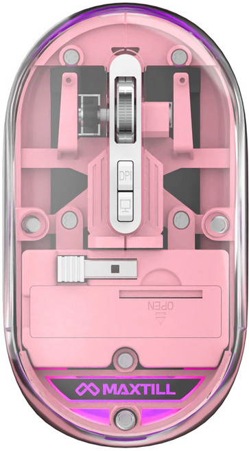 맥스틸 무소음 3모드 멀티페어링 블루투스 투명 무선 마우스, 로즈핑크, GM-TM10D