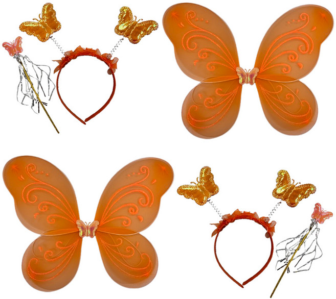 파티공구 요정 날개 머리띠 봉 세트, 오렌지, 2세트