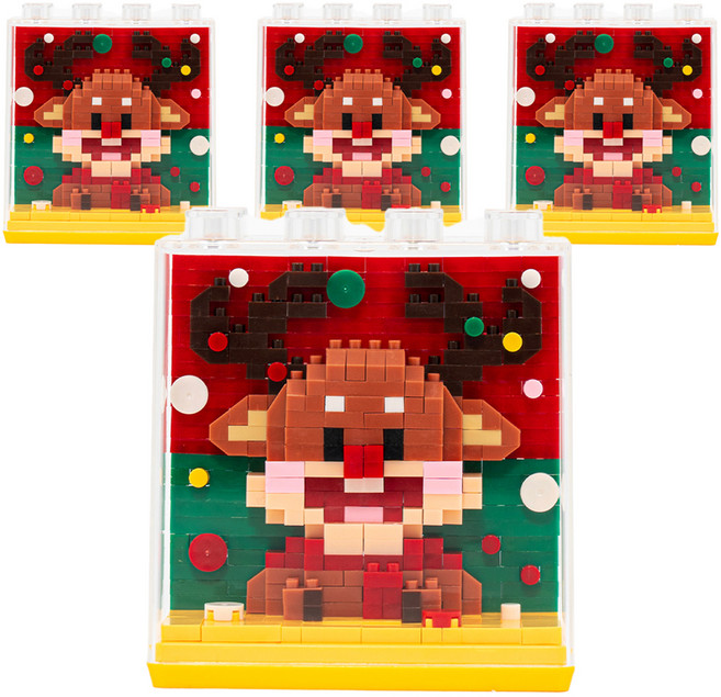 민화샵 크리스마스 입체 블록 액자 I240055C, 4개, 루돌프