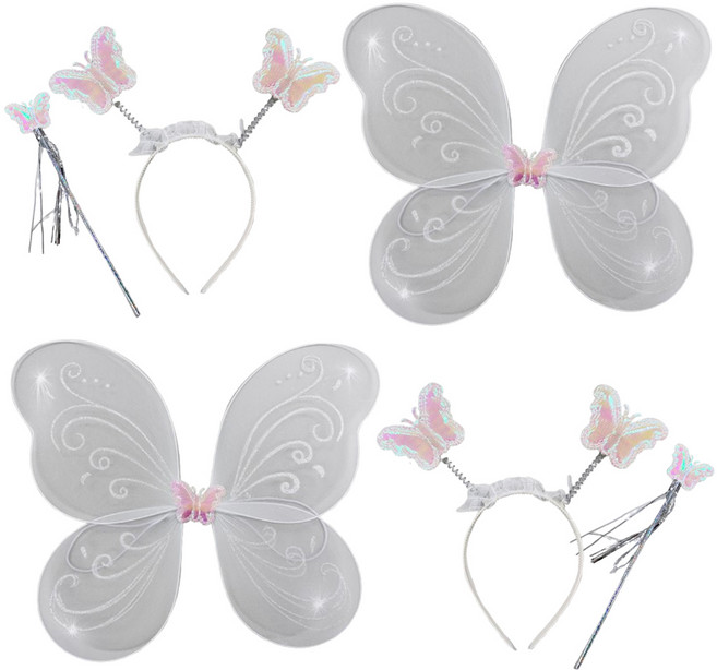 파티공구 요정 날개 머리띠 봉 세트, 화이트, 2세트