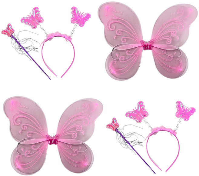파티공구 요정 날개 머리띠 봉 세트, 핑크, 2세트
