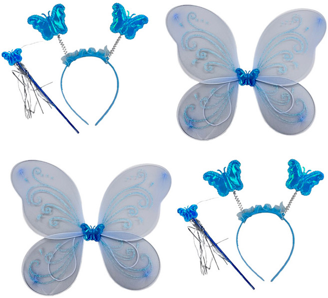 파티공구 요정 날개 머리띠 봉 세트, 블루, 2세트