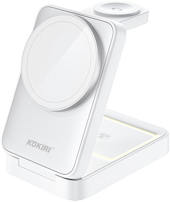 코끼리 폴딩 맥세이프 애플워치 갤럭시워치 호환 3 IN 1 고속 무선충전기 거치대, 화이트, 1개