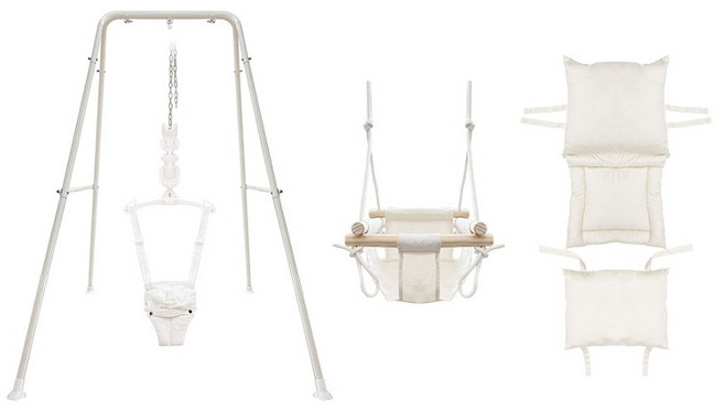 라라비 유아용 프리미엄 스윙 점퍼루 베이직 시트 + 그네 + 스마트 그네 쿠션 세트, 마리화이트(베이직시트), 아이보리(그네),  그네 쿠션(크림), 1세트