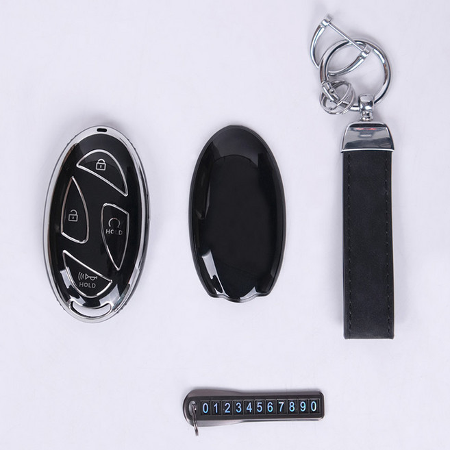 어반카 프리미엄 라인 스마트키 풀커버 키케이스 세트, 블랙 실버, 현대 5버튼 C