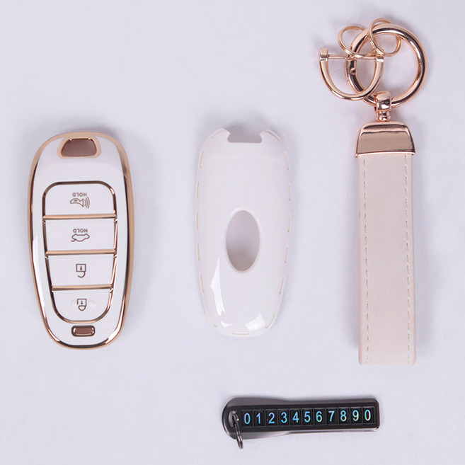 어반카 프리미엄 라인 스마트키 풀커버 키케이스 세트, 화이트 골드, 현대 4버튼 C