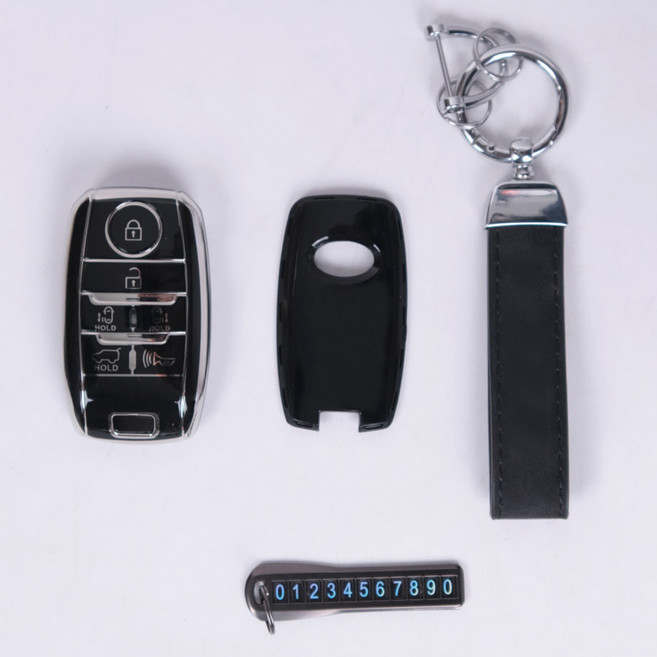 어반카 프리미엄 라인 스마트키 풀커버 키케이스 세트, 블랙 실버, 기아 6버튼