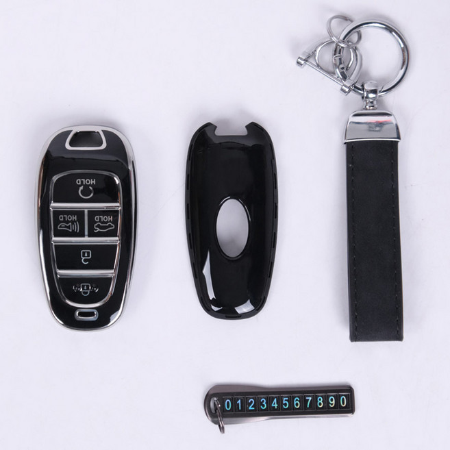 어반카 프리미엄 라인 스마트키 풀커버 키케이스 세트, 블랙 실버, 현대 5버튼 A