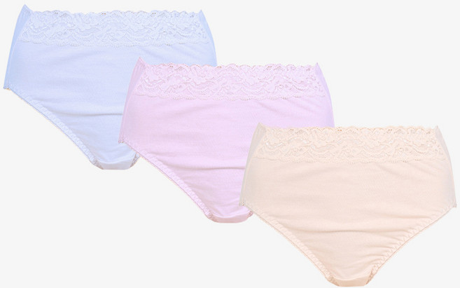 anybody 女性透氣高腰素色棉質內褲3件組, 60 藍色