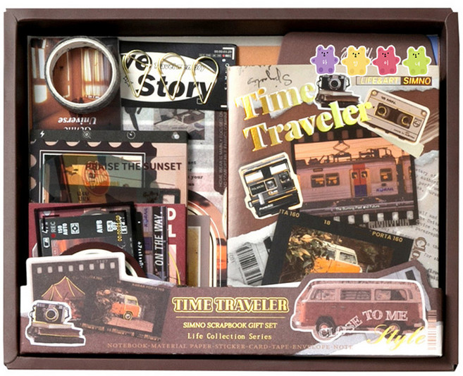하영이네 여행 빈티지 다이어리 꾸미기 세트, 시간 여행, 1세트