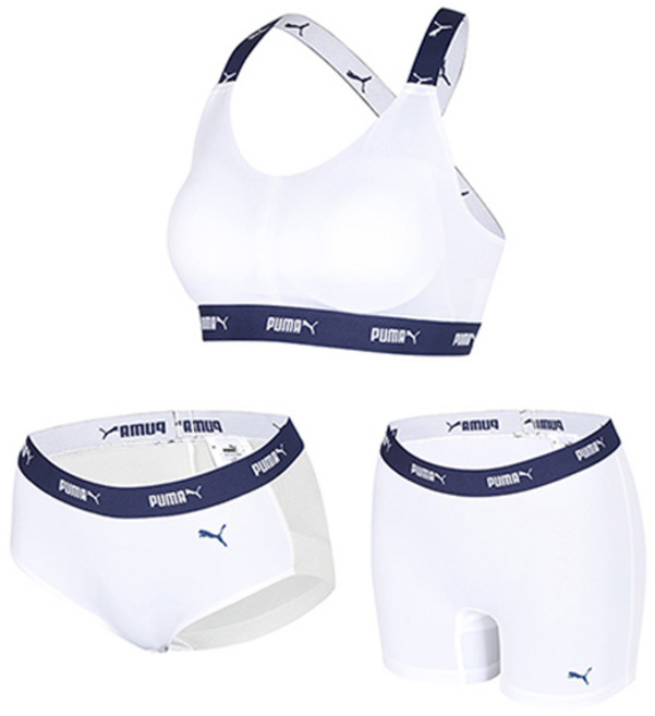 푸마바디웨어 여성용 컴포트 액티브 핏 하이서포트 스포츠 브라 + 팬티 + 네모팬티 세트