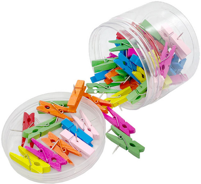 코히모 나무 압정 집게 고정 푸쉬핀 레인보우 4W374, 50개입, 1개