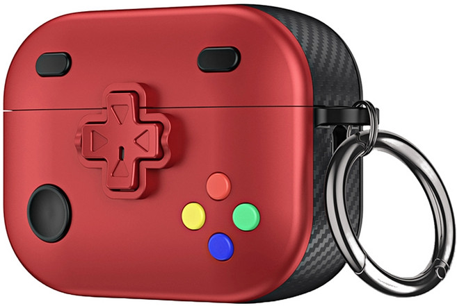 비비파이 에어팟 카본 조이스틱 잠금버튼 케이스, 레드