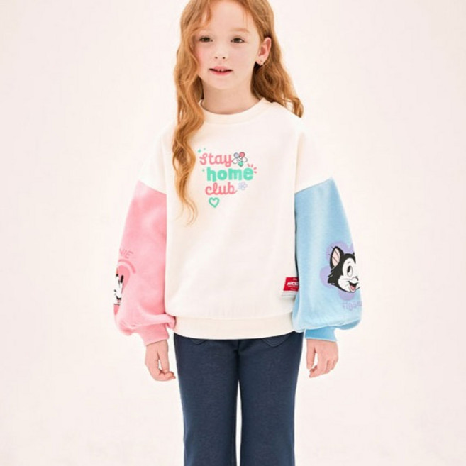 젤리스푼 여아용 디즈니 미니 마우스 컬러블럭 밍크기모 티셔츠