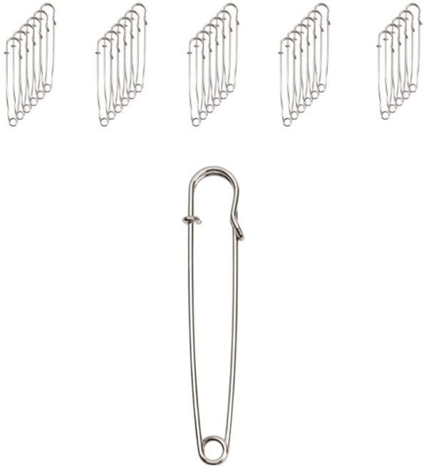 코히모 대형 옷핀 이불 옷수선 고정핀 75mm 4W295, 50개, 실버