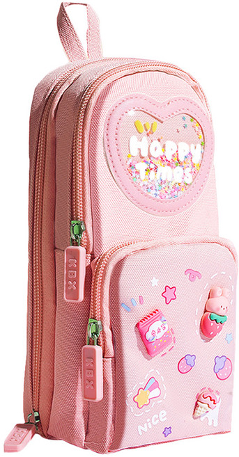 아트조이 스탠딩 백팩 필통, 핑크 딸기토끼, 1개