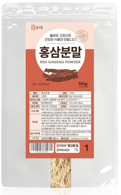 윤고집 홍삼분말, 100g, 1개