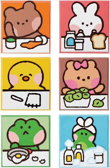 라인프렌즈 형태 메세지 카드 6종 세트, 미니니 브니니, 미니니 코니니, 미니니 샐리니, 미니니 초니니, 미니니 레니니, 미니니 드니니, 1세트