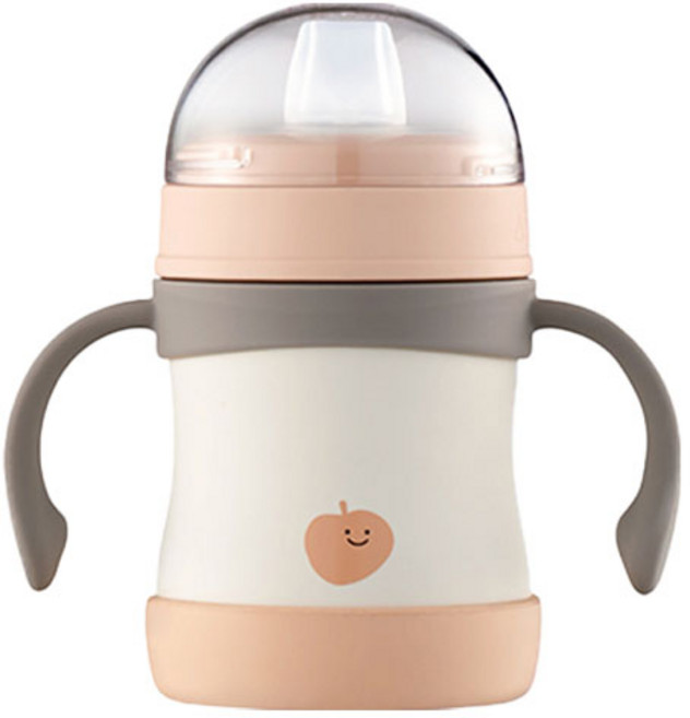 푸고 유아용 프리미엄 2WAY 베이비 빨대컵, 200ml, 1개, 뉴트럴핑크