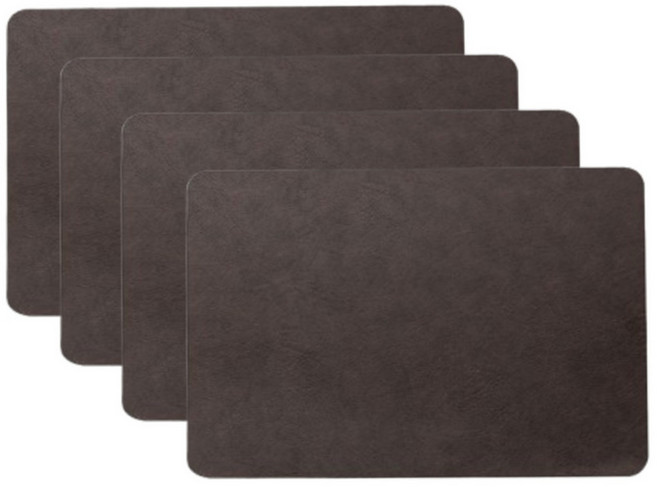 제이퀸스 가죽 무늬 방수 테이블 매트, 초코브라운, 4개, 30 x 44.5 cm