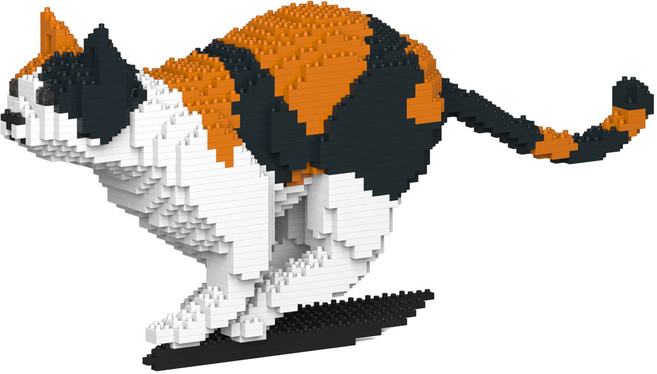 달리는 삼색 고양이 블럭 대형 M, 혼합색상, 1개