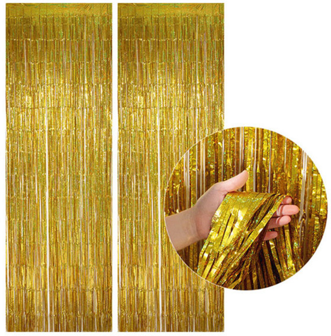 피앤비유니티 파티커튼 3m 2p, 18 홀로그램 골드, 1개