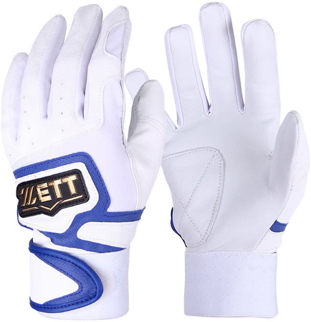 ZETT 棒球打擊手套 雙手穿戴組 BGK-355, 1套, 白色 + 藍色