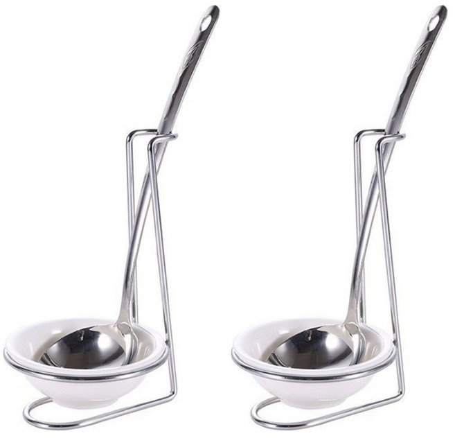 메오 주방 스테인레스 세라믹 접시 국자 받침대, 2개