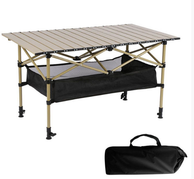 하이퍼플래닛 아웃도어 접이식 캠핑 테이블 + 보관가방 + 그물망 세트 높이조절형, 우드(테이블)