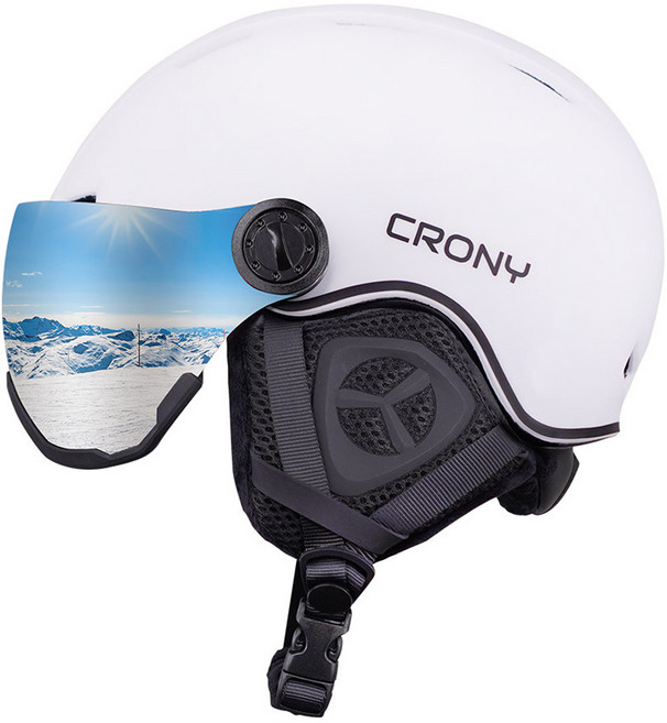 크로니 고글 일체형 인몰드 스키 헬멧, 매트화이트, 1개