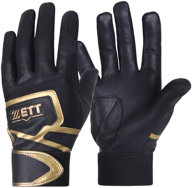 제트 야구 배팅 장갑 양손용 세트 BGK-355, 블랙 + 골드, 1세트