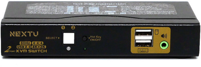 넥스트유 2:1 KVM USB HDMI v2.0 4K 60Hz 하나의 콘솔로 2대 PC 제어 스위치 허브, NEXT-8202KVM-KP, 1개