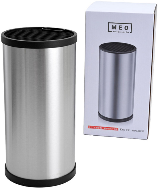 메오 주방 스테인레스 스틸 물빠짐 칼 홀더 꽂이함 원형, 실버, 1개