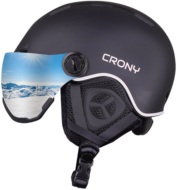 크로니 고글 일체형 인몰드 스키 헬멧, 매트블랙, 1개
