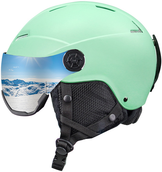 크로니 고글 일체형 스키 스노우보드 헬멧, 매트 민트, 1개