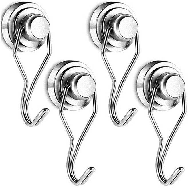 다다 360도 회전형 네오디움 자석 후크 걸이 16mm, 실버, 4개