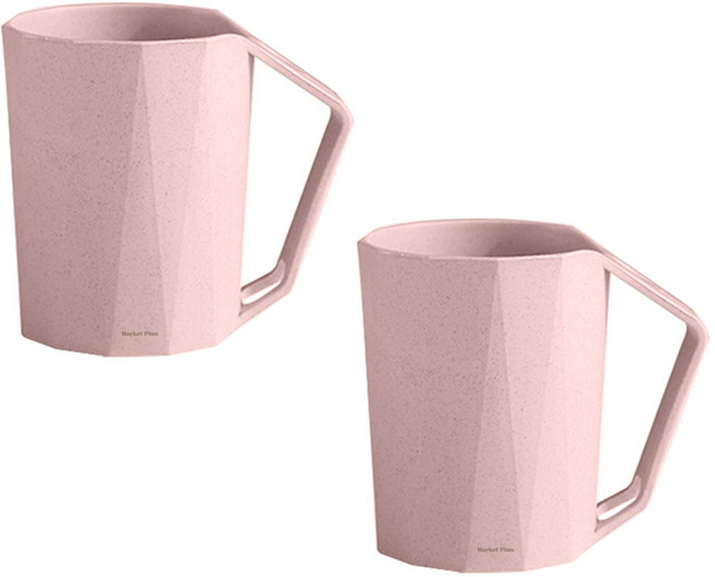 마켓플랜 스탠드 칫솔꽂이 양치컵, 핑크, 2개