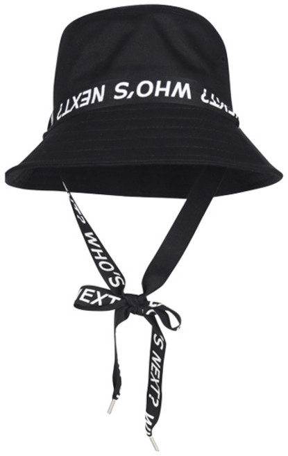 럭스골프 여성용 레터링 스트랩 버킷햇 벙거지 SMACC012, 블랙, 1개