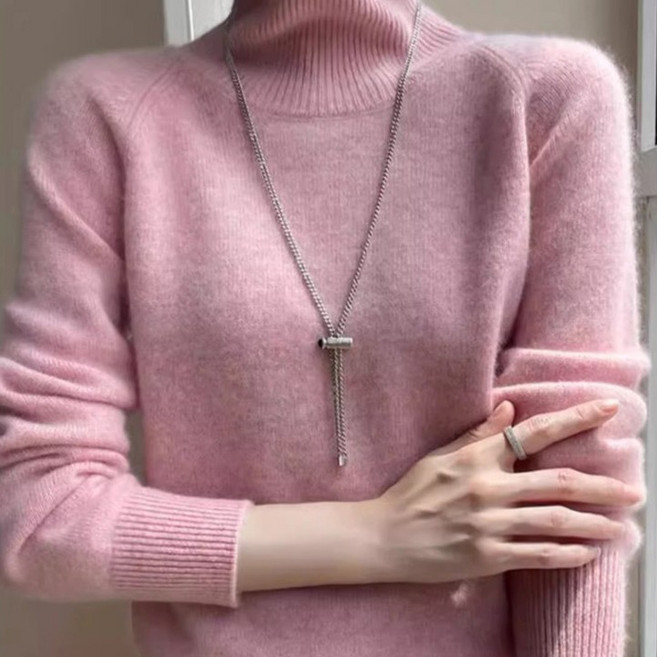 페이퍼먼츠 여성용 파흐페 터틀넥 솔리드 니트 스웨터