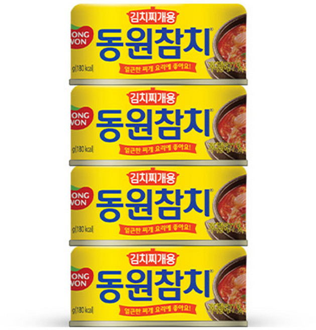 동원참치 김치찌개용 참치 통조림, 135g, 4개