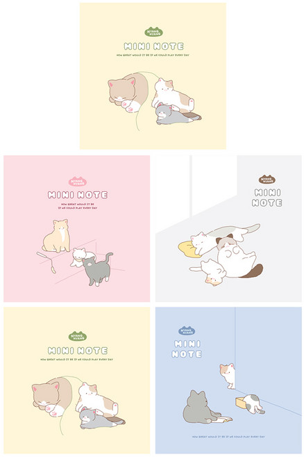 핑크풋 냥냥 투게더 쪼매난 노트 4종 + 노트 랜덤발송 세트, 혼합색상, 1세트