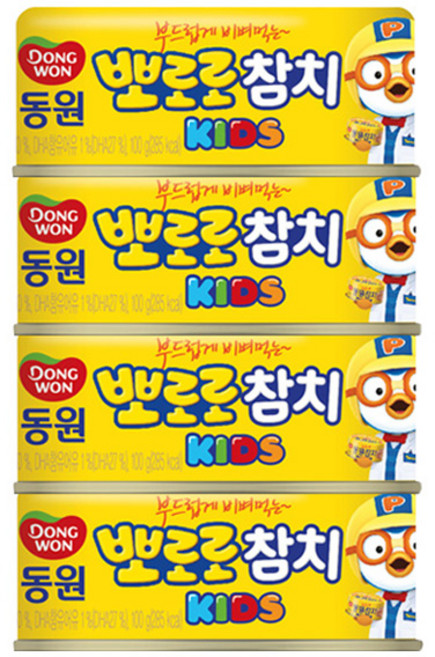 동원참치 뽀로로 키즈 참치 통조림, 100g, 4개