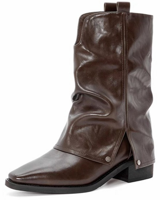 콤마슈 여성용 하프 미들 부츠 IS452