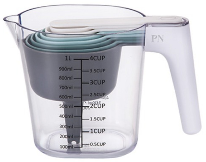 PN풍년 컴팩트 계량컵 9in1 세트, 그린, 1세트, 1L