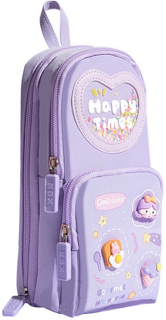 아트조이 스탠딩 백팩 필통, 보라 아이스크림콘 소녀, 1개