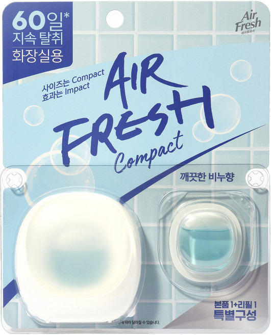 에어후레쉬 컴팩트 비치형 화장실용 방향제 깨끗한 비누향 본품 6ml + 리필 6ml 세트, 12ml, 1개