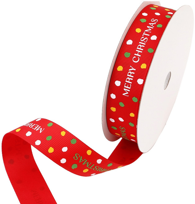 포장넷 크리스마스리본 G MP-RD25009, 백색+노랑+초록+빨강, 1개, 9m