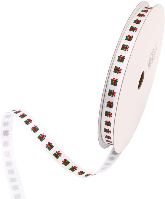 포장넷 크리스마스리본 S GB-WH09225, 백색+초록+빨강, 1개, 22.5m