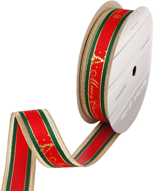 포장넷 크리스마스리본 NTG-25117, 빨강+초록+황금+금박, 1개, 11.7m